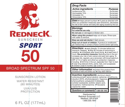 Label (Redneck Sunscreen Sport 50 6oz Copy)